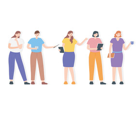 Fototapeta premium business male and female cartoon character workers office