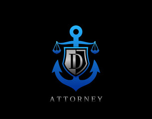 Marine Law D Letter Logo. Perfect for for law firm, company, lawyer or attorney office logo.