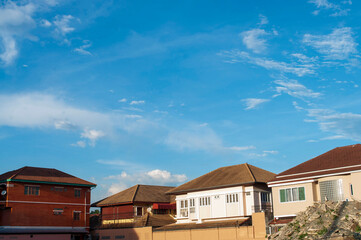 Modern Neighborhood with modern rooftops in Bangkok,Thailand