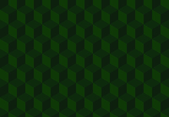 Green background with 3d squares. Seamless vector Illustration. Geometric design for web, print for wrapping, fabric, poster, etc.