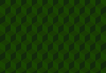 Green background with 3d squares. Seamless vector Illustration. Geometric design for web, print for wrapping, fabric, poster, etc.