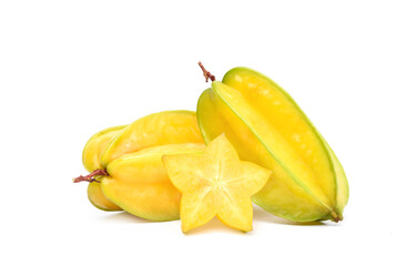 Ripe Star fruit with sliced isolated on white background.