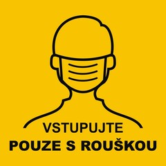 Enter only with a mask, Czech language. Vector banner	
