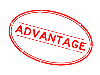 Grunge red advantage word oval rubber seal stamp on white background