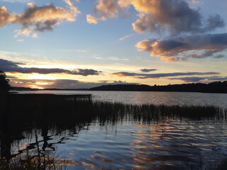 sunset over the lake