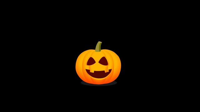 Happy Halloween - Pumpkin with two funny flying ghosts. 2D animation, transparent background.
