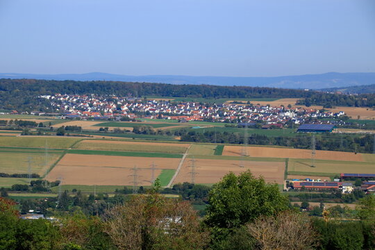 blick auf den ort gebersheim bei leonberg 