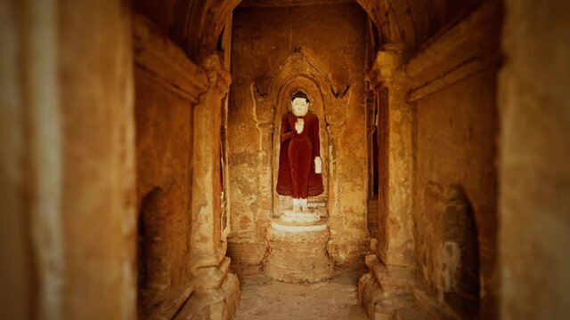 Interior of the ancient temples in Bagan eim ya kyaung Myanmar