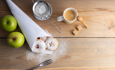 Homemade apple fritters made with organic ingredients