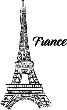 Symbol of France in the form of an iron painted Eiffel tower