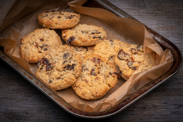 Homemade biscuits fresh out of the oven in a baking try