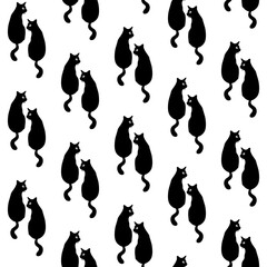 Seamless pattern with black cats