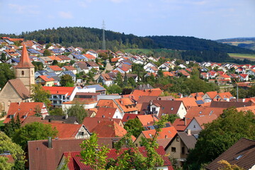 Fototapeta na wymiar Blick auf den Ort Simmozheim bei Calw im Landkreis Calw