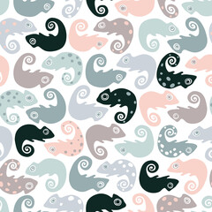 Seamless pattern with chameleons