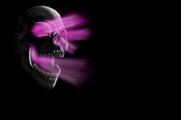 Evil skull glowing in the dark