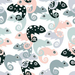 Seamless pattern with chameleons