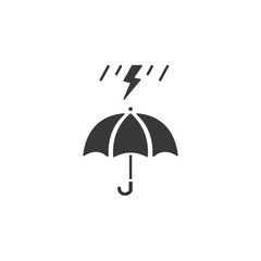 Umbrella and heavy storm. Isolated icon. Weather glyph vector illustration