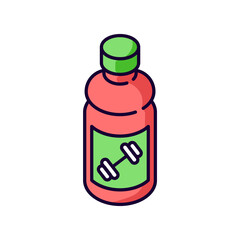 Sports drink RGB color icon. Bottled protein. Beverage for workout energy. Product for athlete exercise. Bottled liquid. Energetic nourishment for bodybuilding. Isolated vector illustration