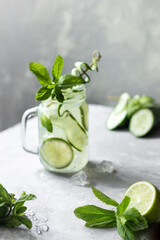 Cucumber lemonade with lime and mint 