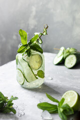 Cucumber lemonade with lime and mint 