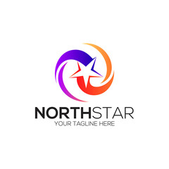 Abstract letter logo N. Letter N with star icon
