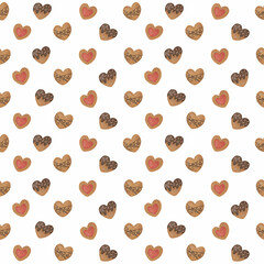 Biscuit hearts seamless pattern illustration