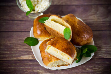 sweet homemade baked cakes with cottage cheese