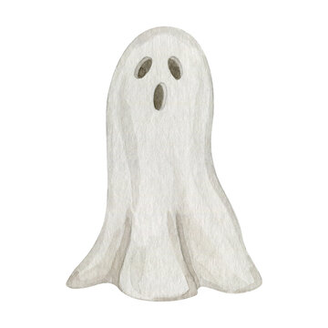 Watercolor spooky ghost illustration