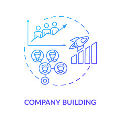 Company building concept icon. Customer development framework. Upgrading company functions. Developing better service idea thin line illustration. Vector isolated outline RGB color drawing