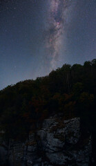 Milky way and rock with trees at naight  