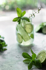 Cucumber lemonade with lime and mint 