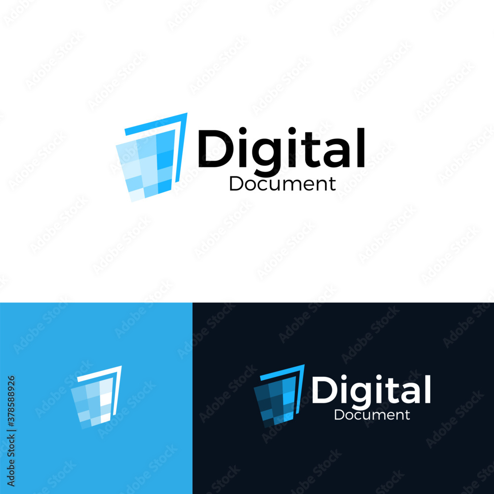 Poster document digitalization service abstract logo concept, document to digital converter icon. vector is