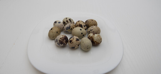 quail eggs on white background
