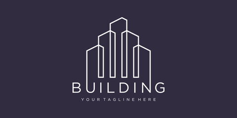 building logo design with line concept. city building abstract For Logo Design Inspiration. business card design