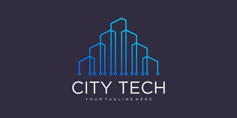 Tech City Logo Symbol Template Design Vector, Emblem, Design Concept, Creative Symbol, Icon