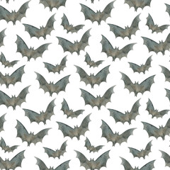 Watercolor Halloween seamless pattern illustration