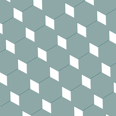 Diamond and hexagon abstract cubist art design wallpaper texture in pastel green and white