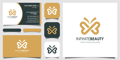 Fototapeta premium minimalist butterfly line art style. Beauty, luxury spa style. logo design, icon and business card.