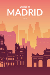 Madrid, Spain famous city scape view background. - obrazy, fototapety, plakaty
