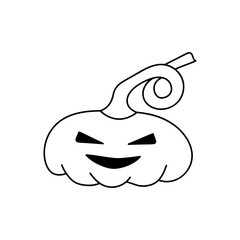 Hand drawing doodle pumpkin icon isolated on white. Outline halloween symbol. Sketch vecror stock illustration. EPS 10