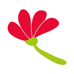 red flowers stem petals decoration icon flat style