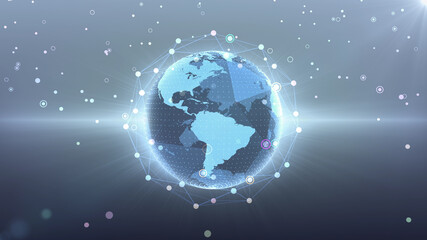 Naklejka na ściany i meble Earth on Digital Communication Network 5G space 3D illustration background