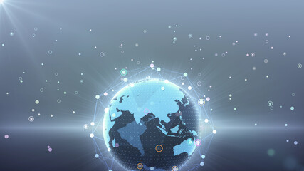 Obraz na płótnie Canvas Earth on Digital Communication Network 5G space 3D illustration background