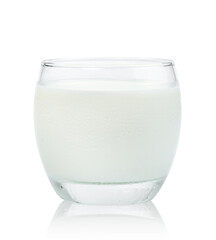 milk in transparent glass isolated on white background ,include clipping path