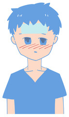 発熱しておでこに冷湿布を貼る看護師