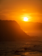 sunset on the coast of zumaia.