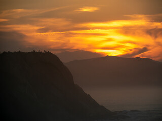 Fototapeta na wymiar sunset on the coast of zumaia.
