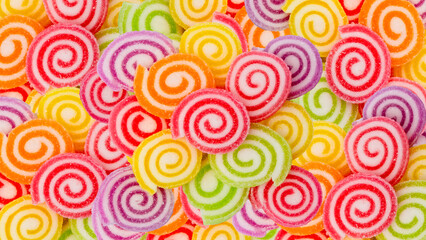 Deliciously colorful sweets. Sweet candy concept background image for kids.