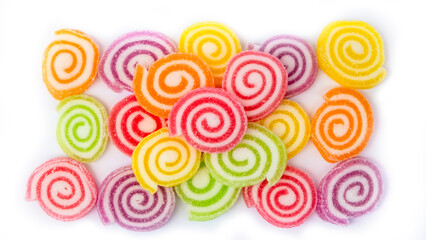 Fototapeta na wymiar Deliciously colorful sweets. Sweet candy concept background image for kids.