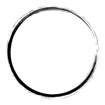 Vector brush strokes circles of paint on white background. Ink hand drawn paint brush circle. Logo, label design element vector illustration. Black abstract grunge circle. Frame